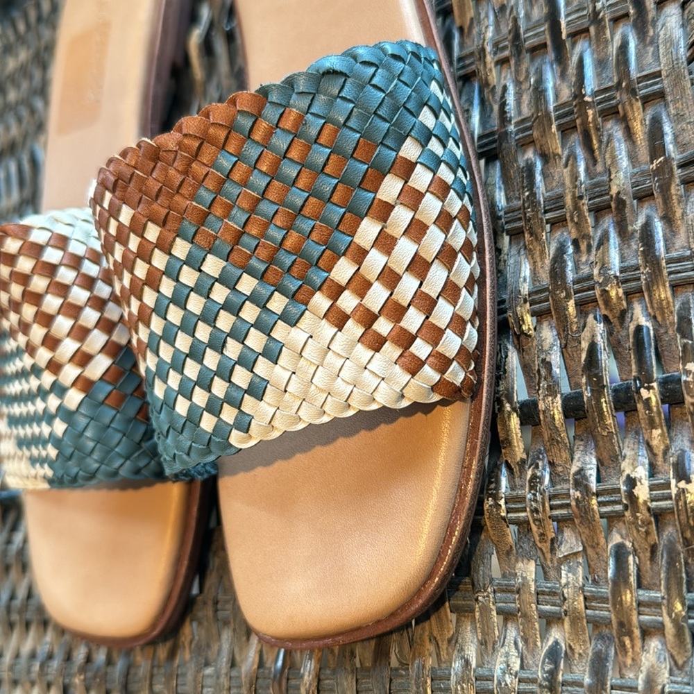 Madewell Lianne Woven Leather Multi Color Slip On Slide Sandals Size 7 - Picture 3 of 9